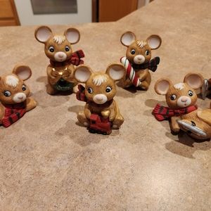 Homco Christmas Mice figurines--set of 6